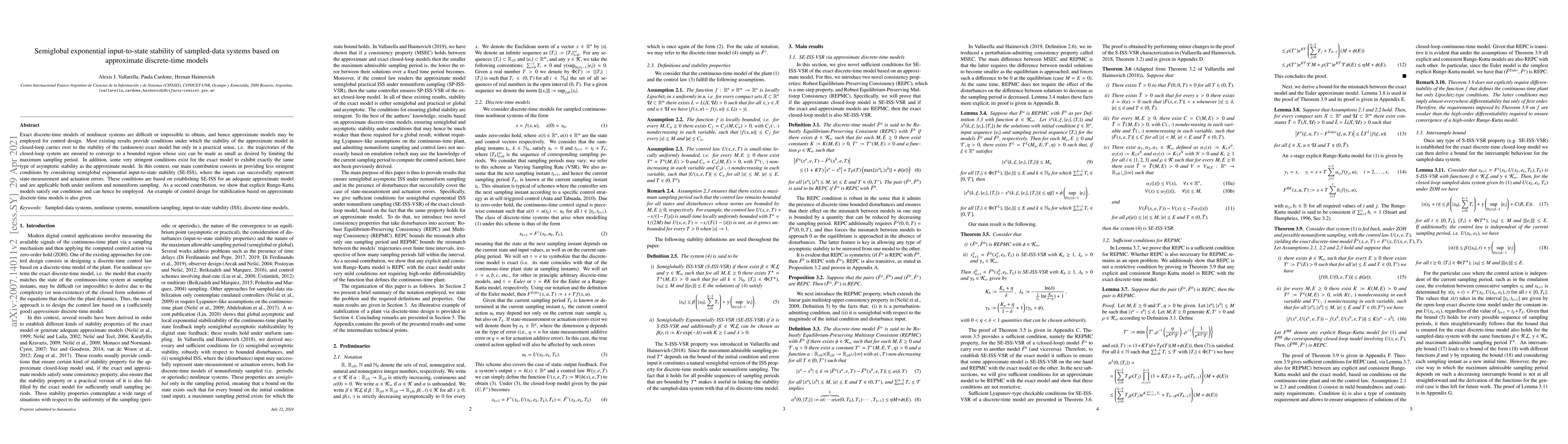 Thumbnail for Semiglobal exponential input-to-state stability of sampled-data systems
  based on approximate discrete-time models