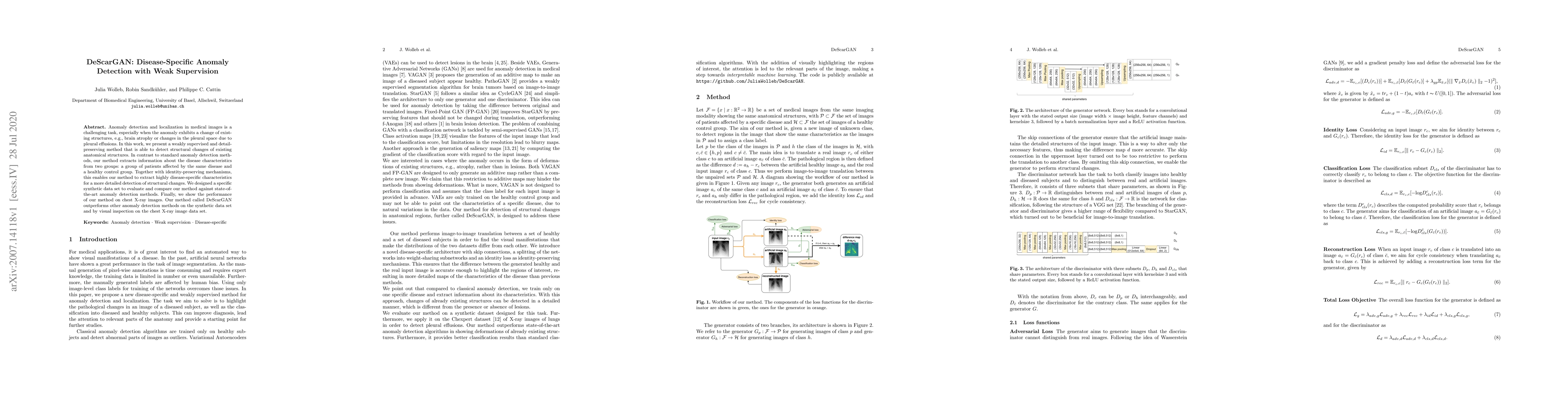 Thumbnail for DeScarGAN: Disease-Specific Anomaly Detection with Weak Supervision