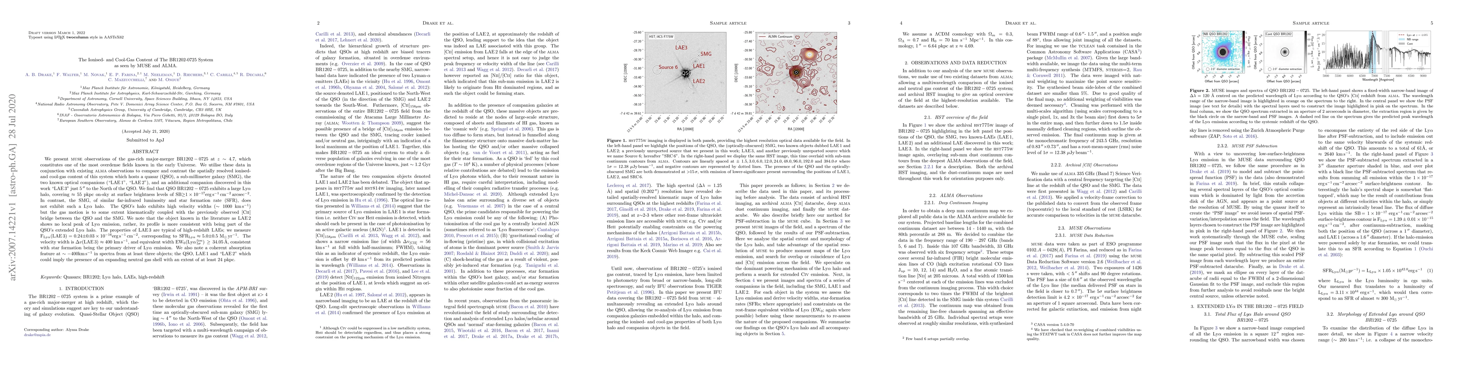 Thumbnail for The Ionised- and Cool-Gas Content of The BR1202-0725 System as seen by
  MUSE and ALMA