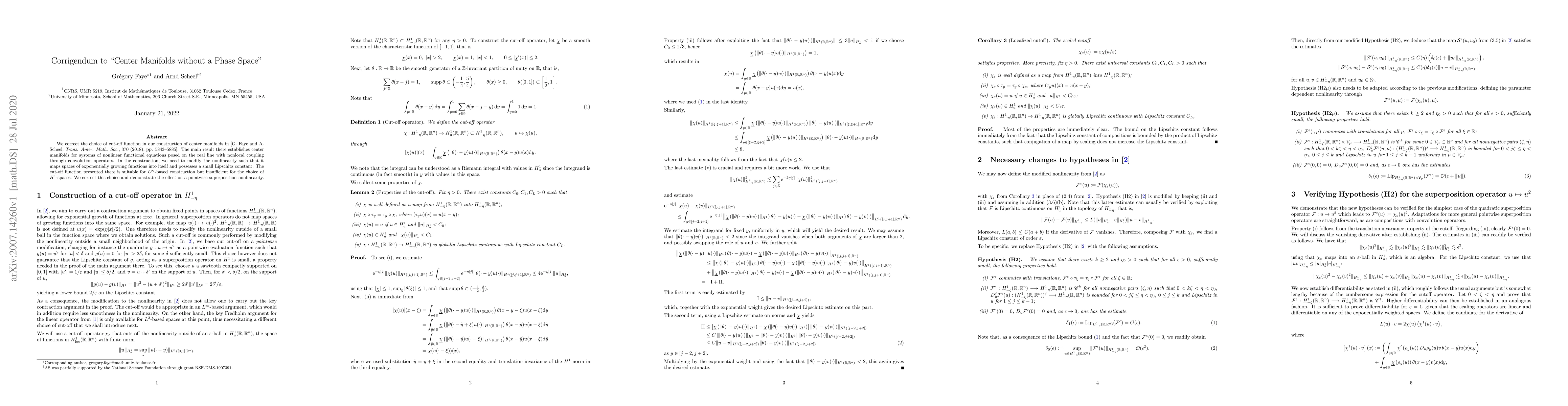 Thumbnail for Corrigendum to "Center Manifolds without a Phase Space"