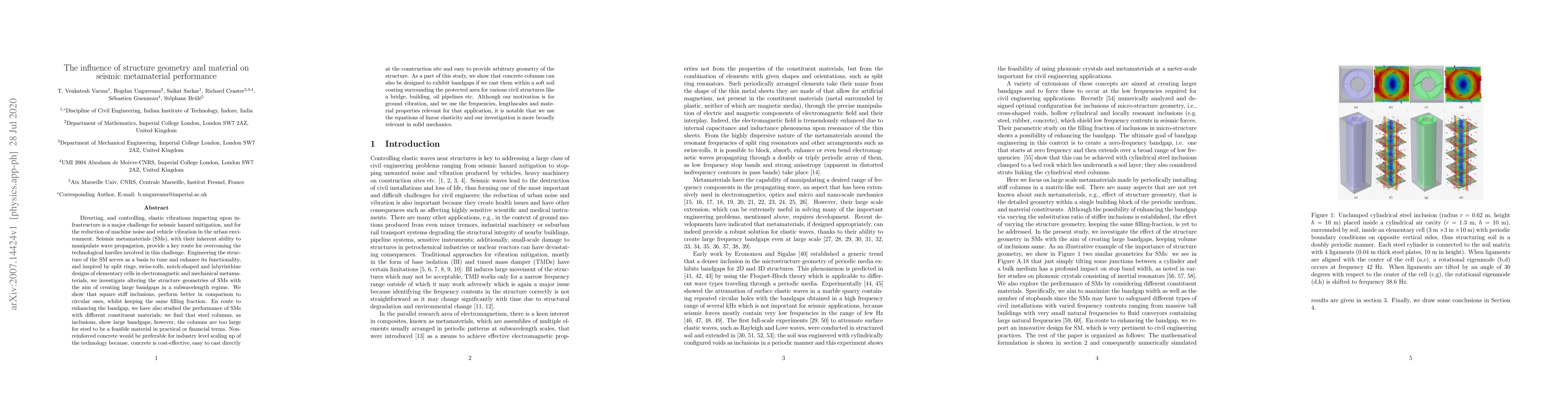 Thumbnail for The influence of structure geometry and material on seismic metamaterial
  performance