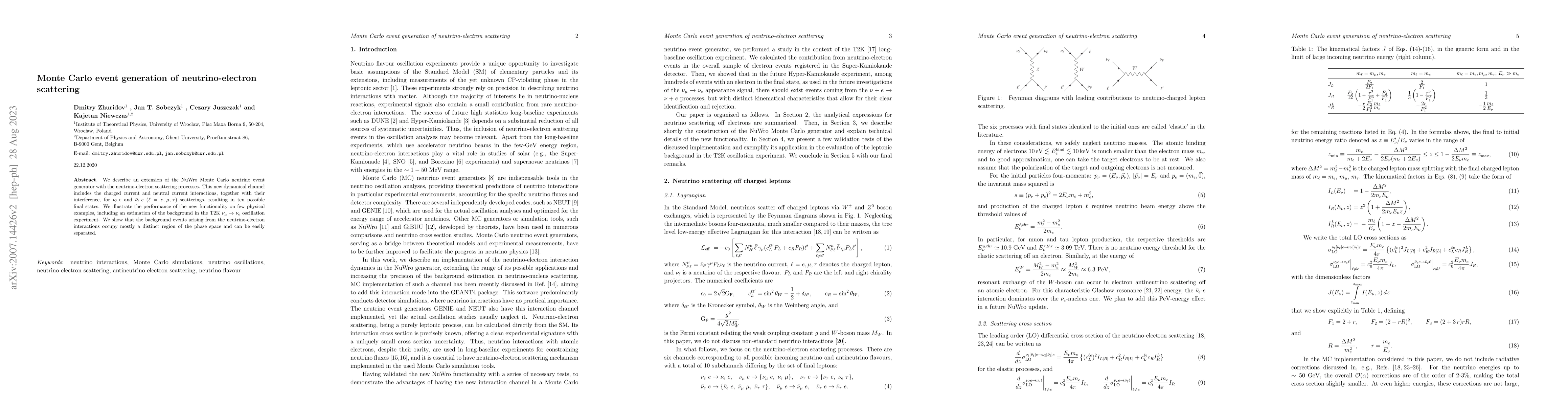 Thumbnail for Monte Carlo event generation of neutrino-electron scattering