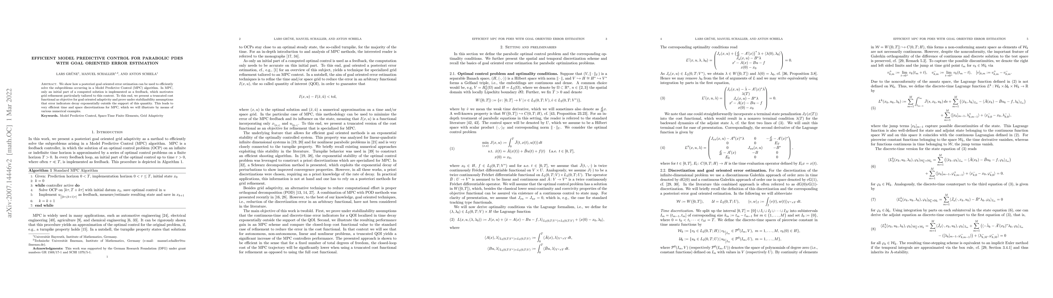 Thumbnail for Efficient Model Predictive Control for Parabolic PDEs with Goal Oriented
  Error Estimation