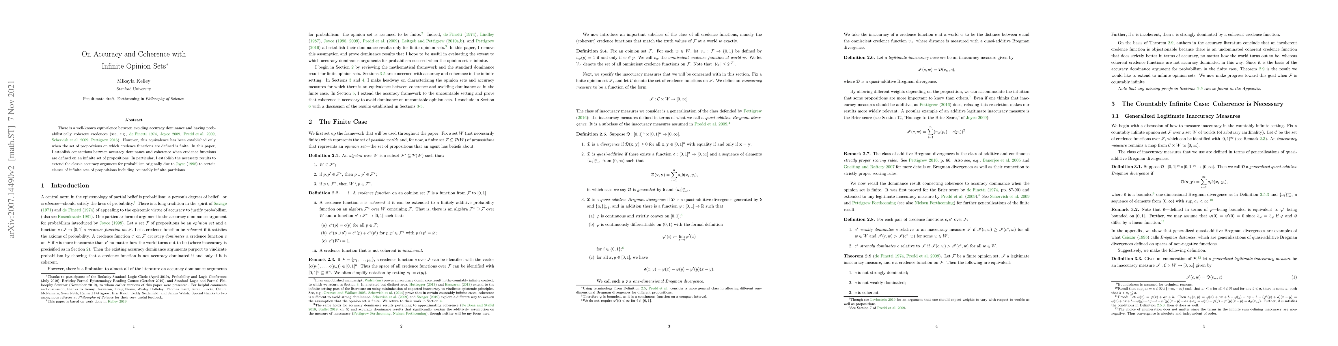 Thumbnail for On Accuracy and Coherence with Infinite Opinion Sets