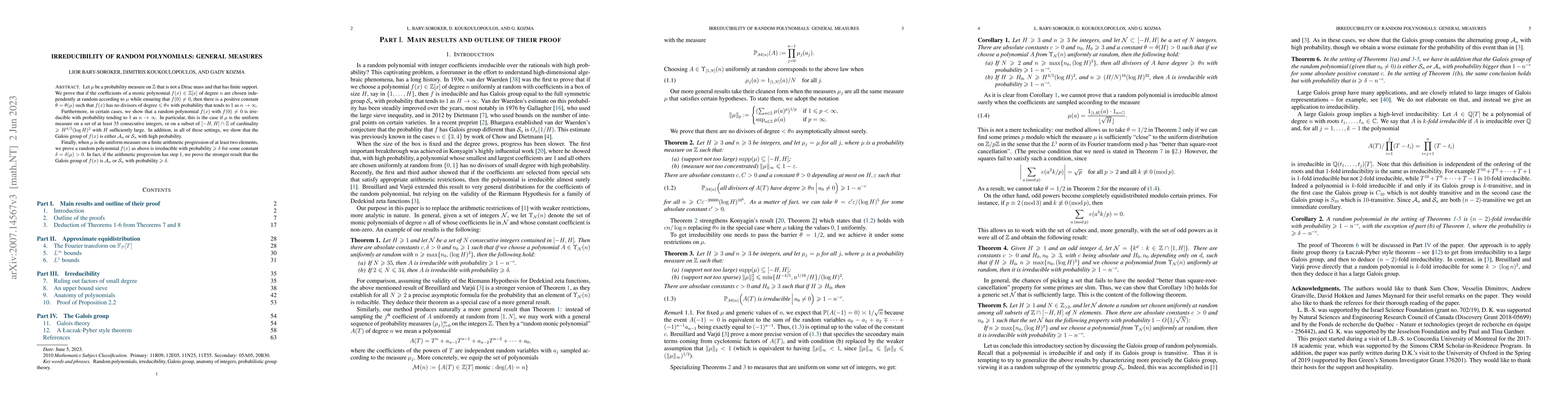 Thumbnail for Irreducibility of random polynomials: general measures
