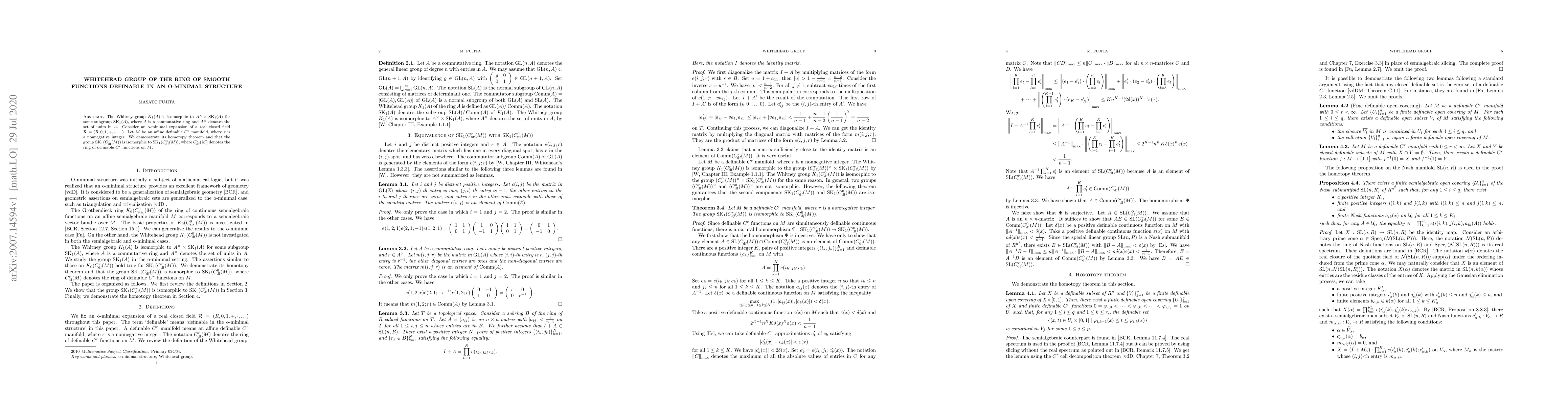 Thumbnail for Whitehead group of the ring of smooth functions definable in an
  o-minimal structure
