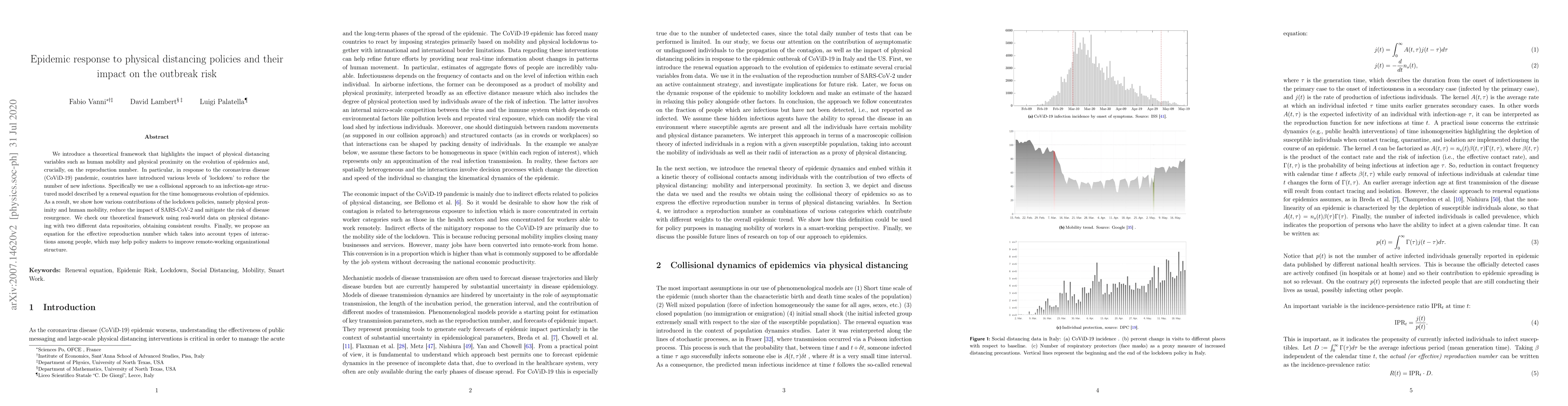 Thumbnail for Epidemic response to physical distancing policies and their impact on
  the outbreak risk
