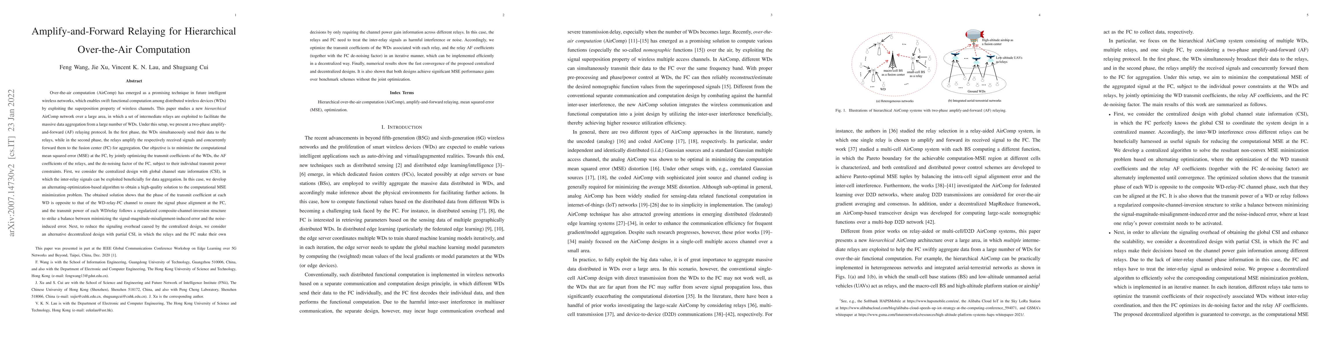 Thumbnail for Amplify-and-Forward Relaying for Hierarchical Over-the-Air Computation