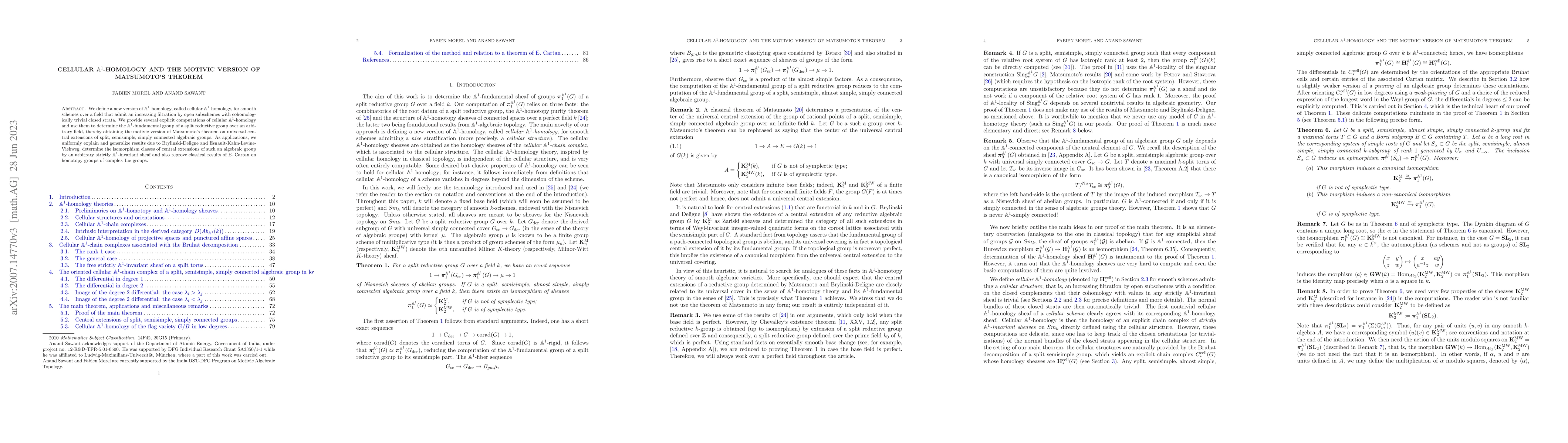Thumbnail for Cellular $\mathbb A^1$-homology and the motivic version of Matsumoto's
  theorem