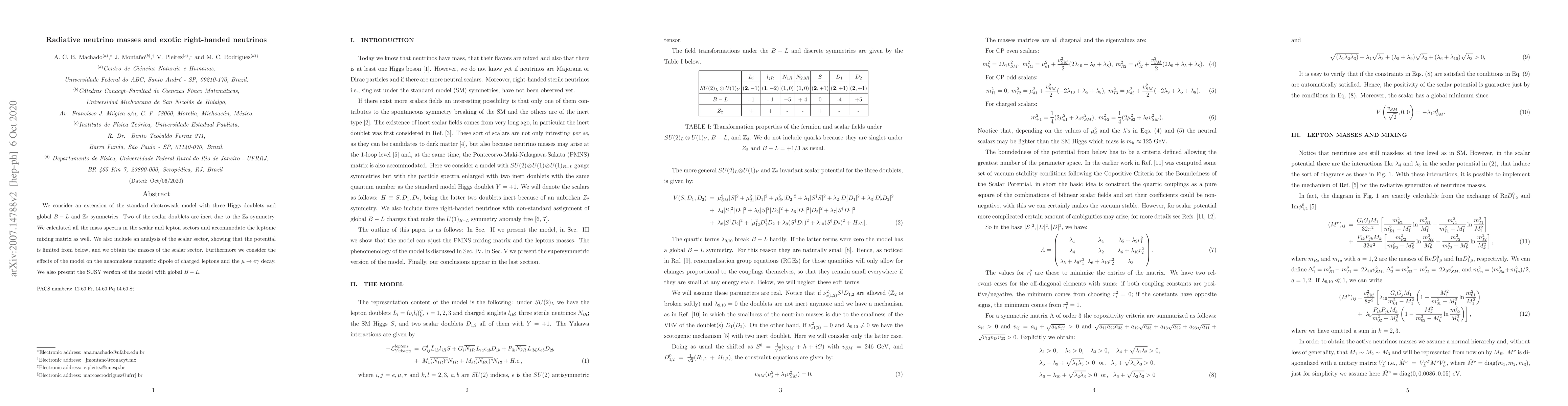 Thumbnail for Radiative neutrino masses and exotic right-handed neutrinos