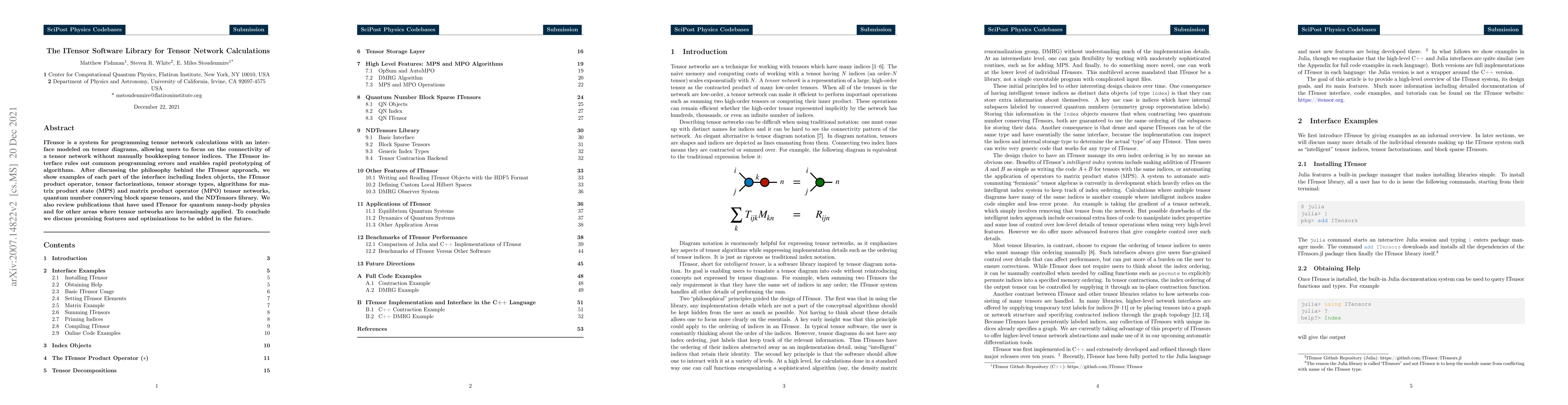 Thumbnail for The ITensor Software Library for Tensor Network Calculations