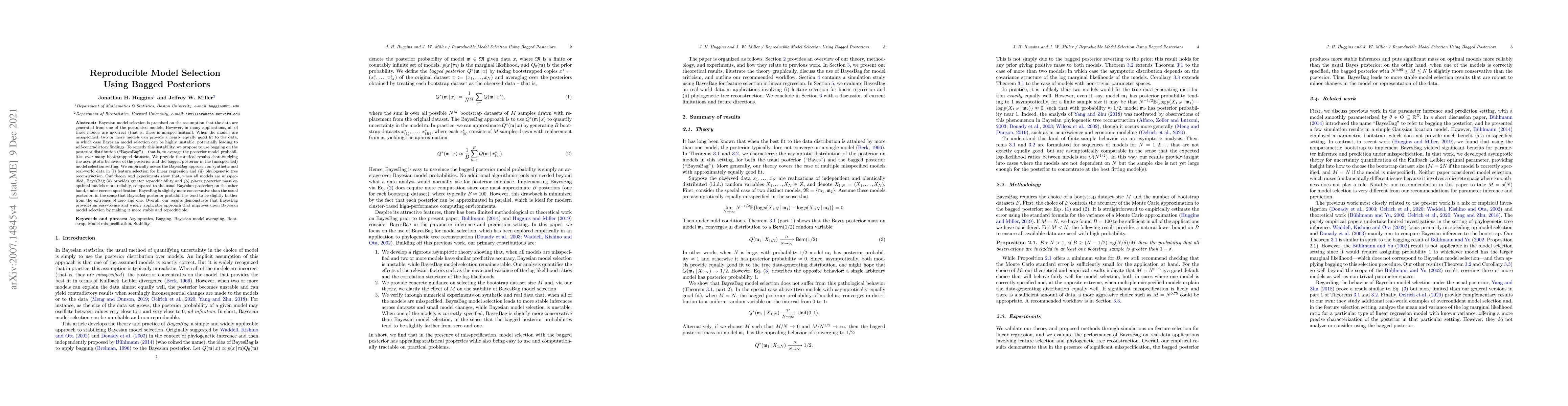 Thumbnail for Reproducible Model Selection Using Bagged Posteriors