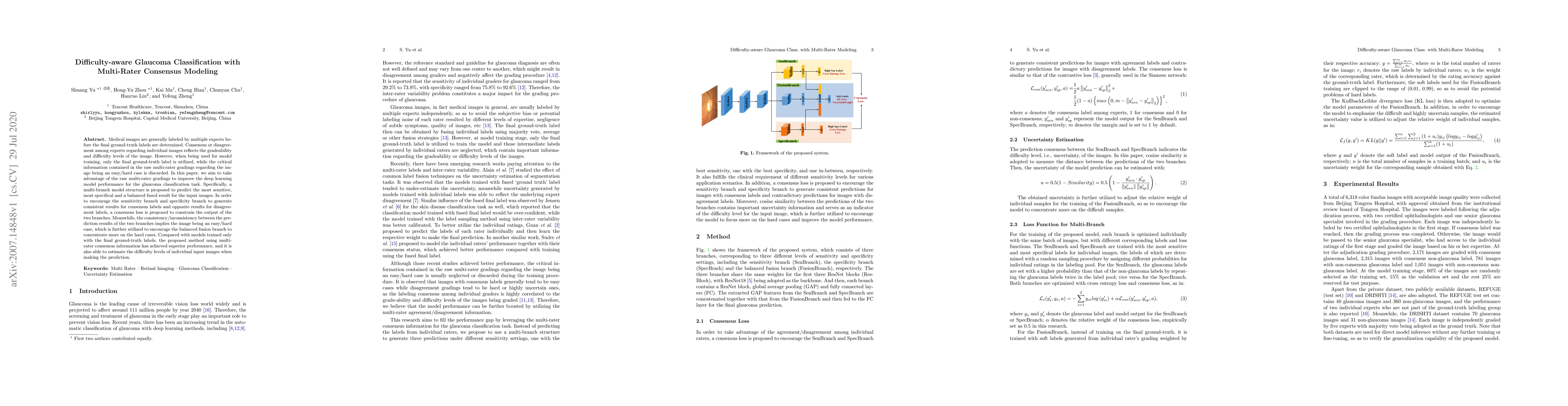 Thumbnail for Difficulty-aware Glaucoma Classification with Multi-Rater Consensus
  Modeling