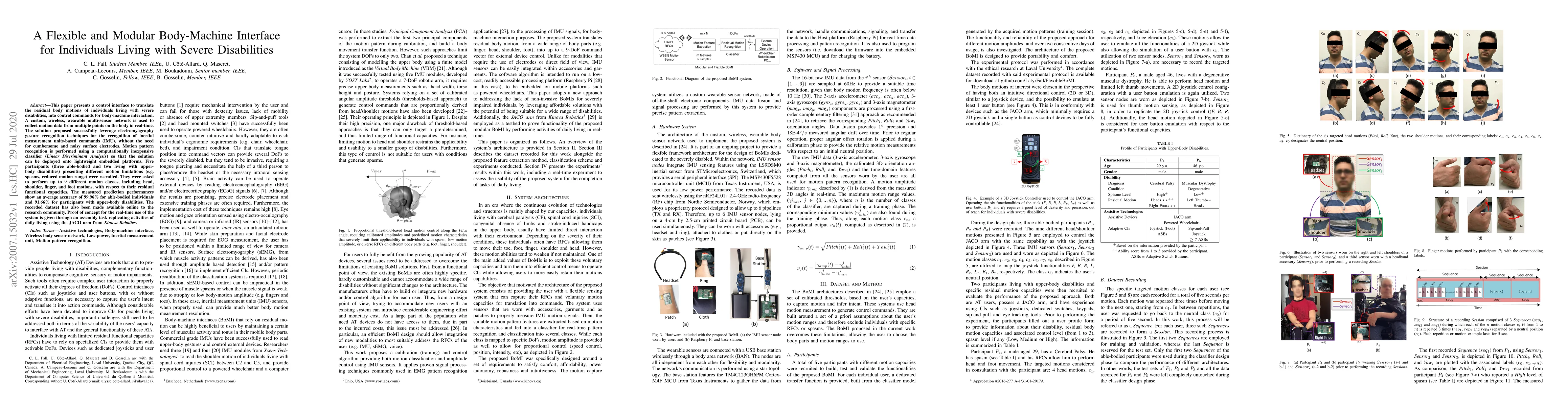 Thumbnail for A Flexible and Modular Body-Machine Interface for Individuals Living
  with Severe Disabilities