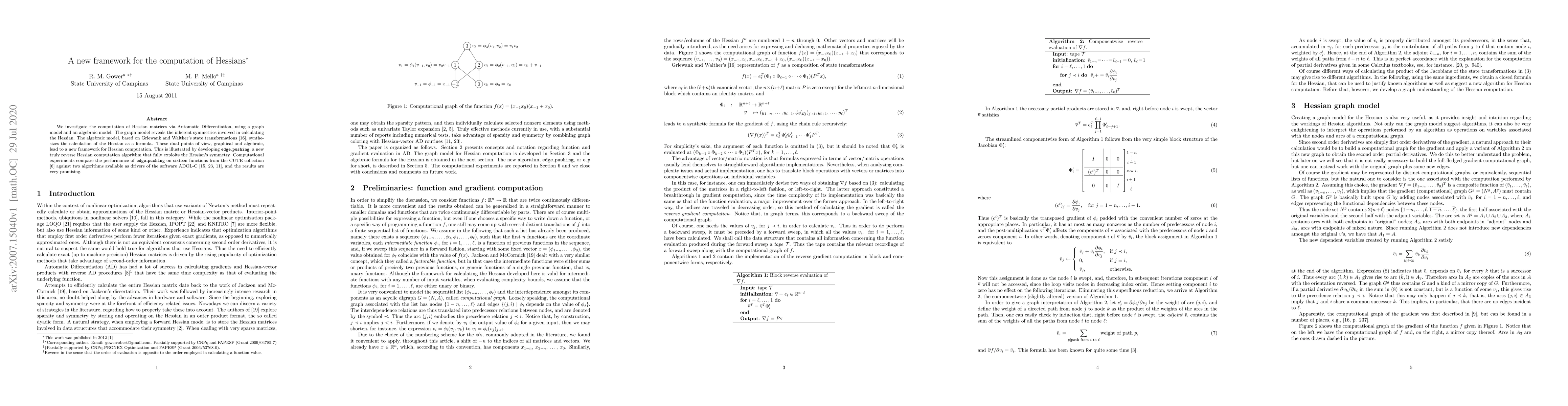 Thumbnail for A new framework for the computation of Hessians