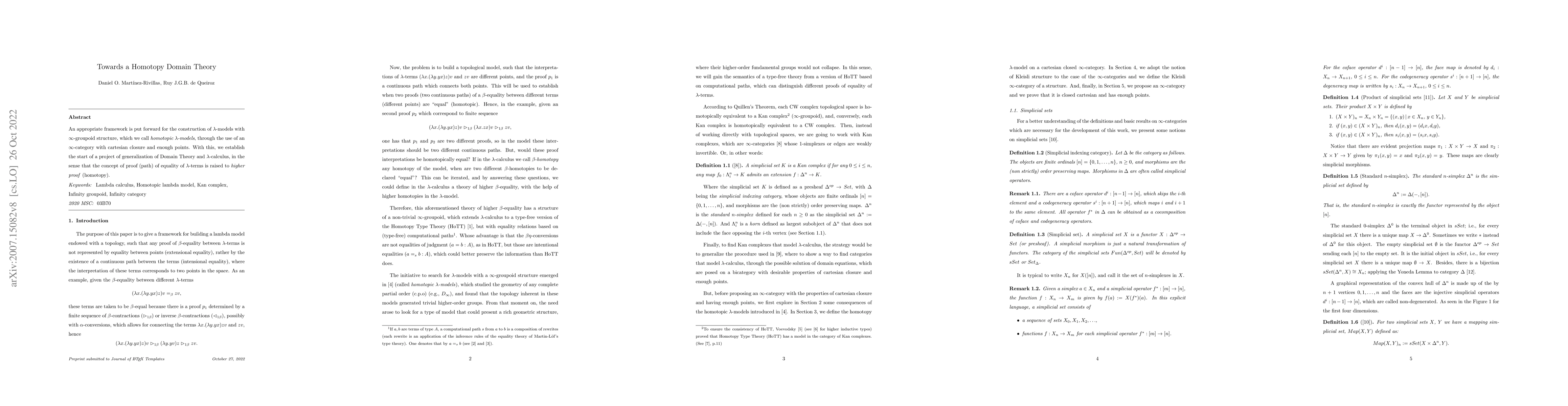Thumbnail for Towards a Homotopy Domain Theory