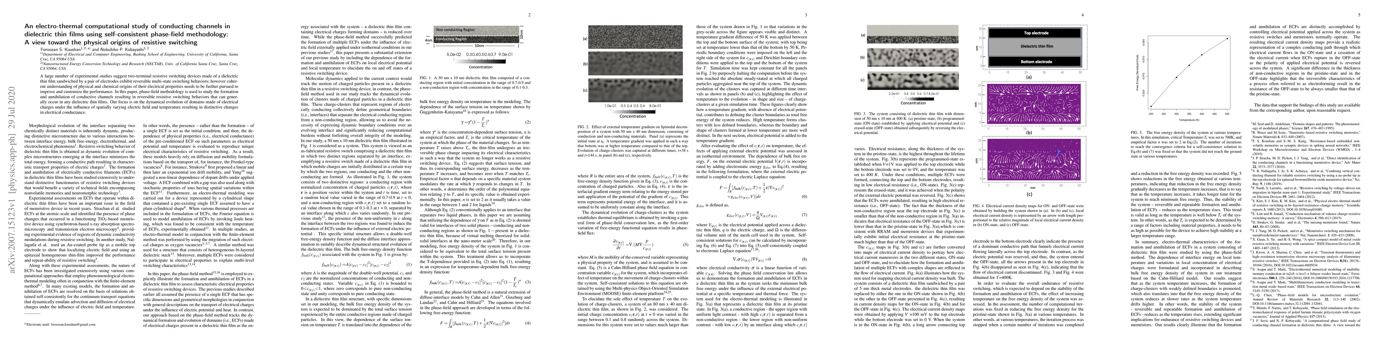 Thumbnail for An electro-thermal computational study of conducting channels in
  dielectric thin films using self-consistent phase-field methodology: A view
  toward the physical origins of resistive switching