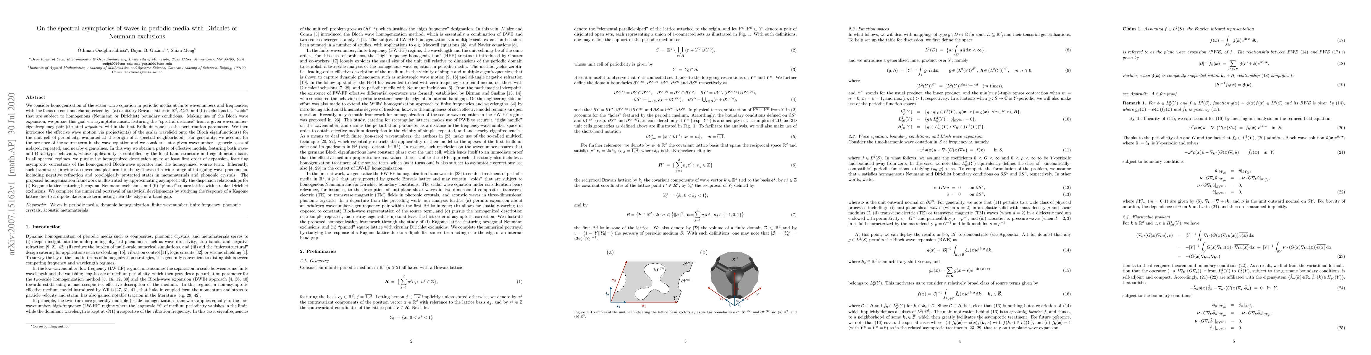 Thumbnail for On the spectral asymptotics of waves in periodic media with Dirichlet or
  Neumann exclusions