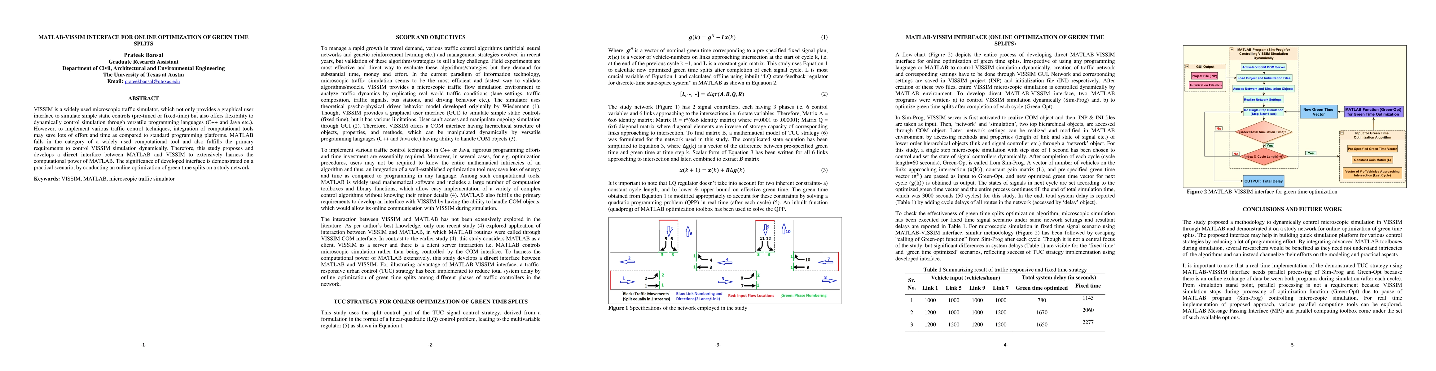 Thumbnail for Matlab-Vissim Interface for online optimization of Green Time splits