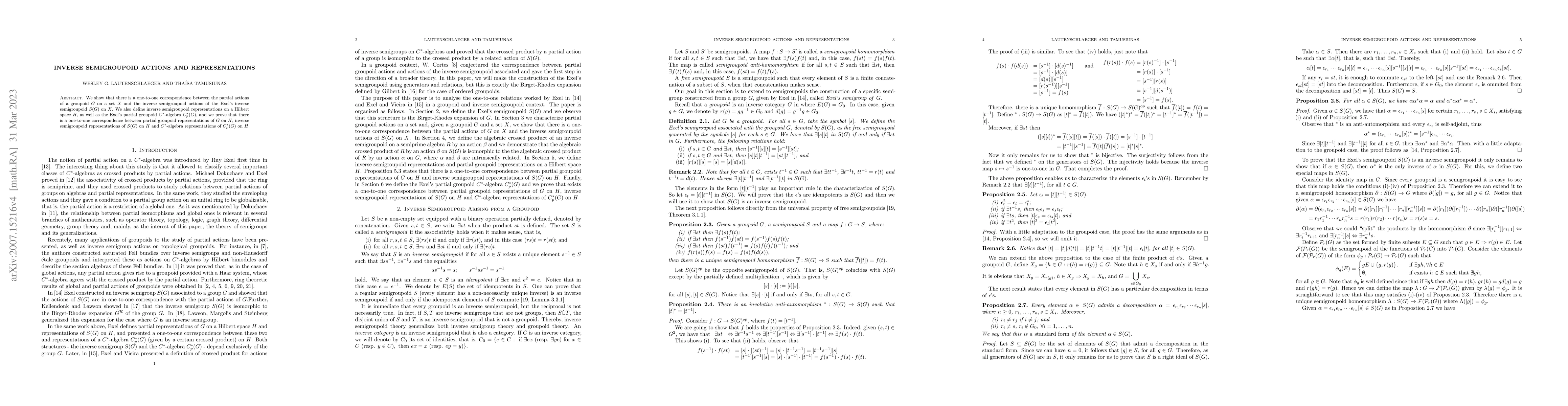 Thumbnail for Inverse Semigroupoid Actions and Representations