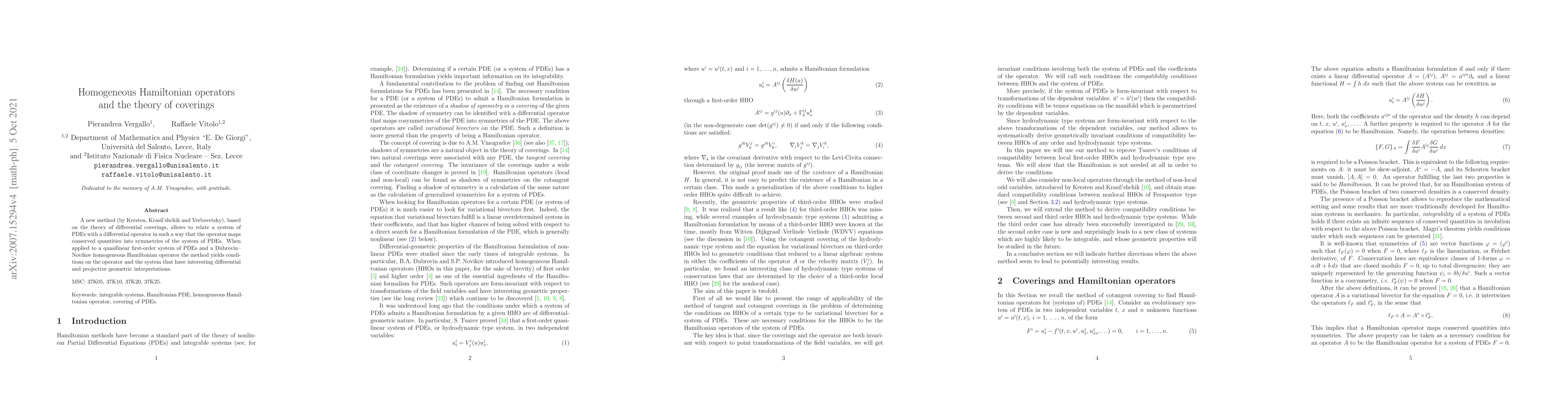 Thumbnail for Homogeneous Hamiltonian operators and the theory of coverings