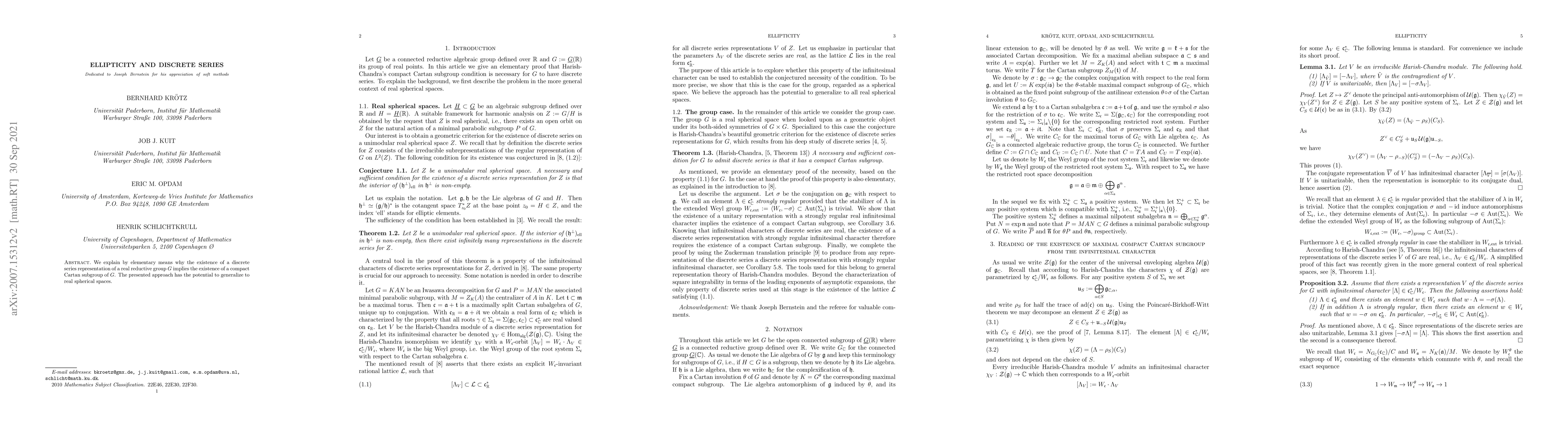 Thumbnail for Ellipticity and discrete series