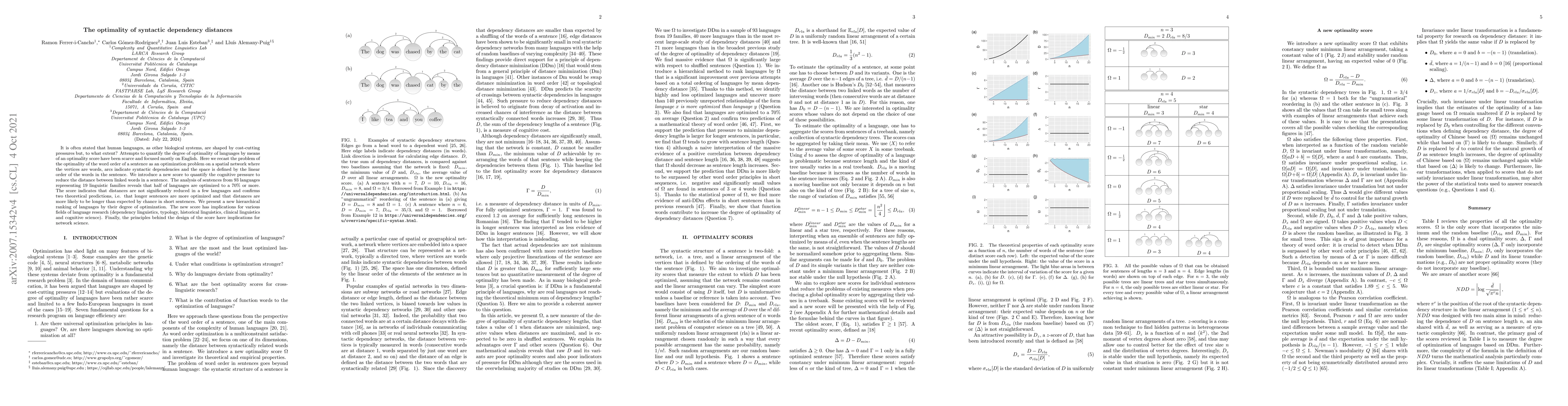 Thumbnail for The optimality of syntactic dependency distances