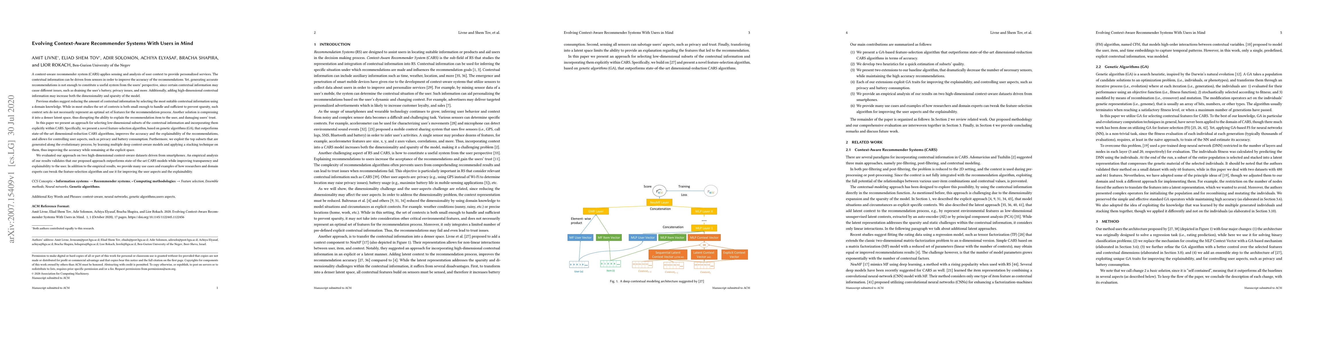 Thumbnail for Evolving Context-Aware Recommender Systems With Users in Mind