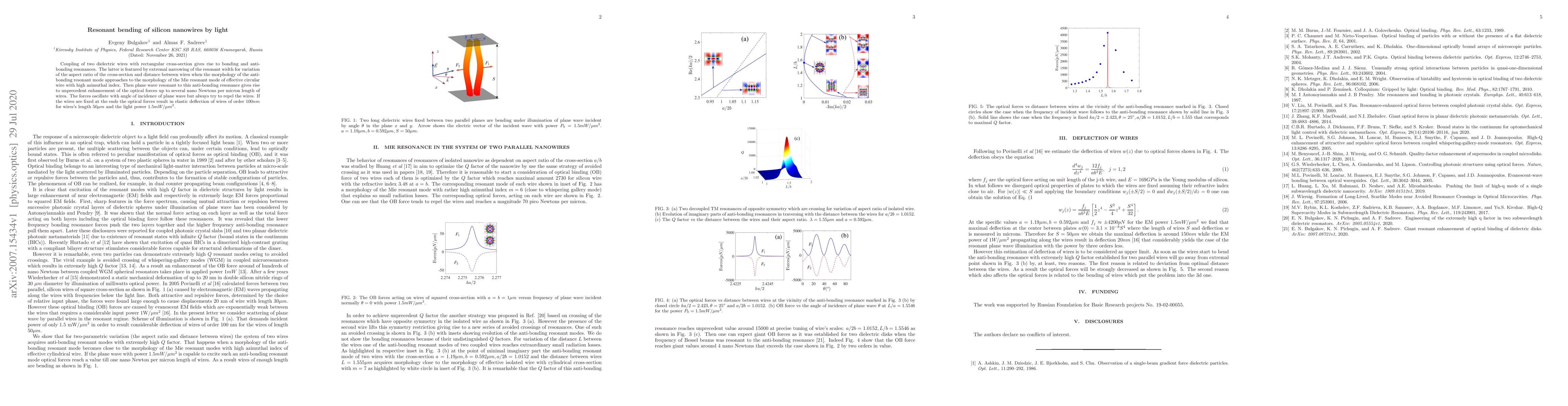 Thumbnail for Resonant bending of silicon nanowires by light