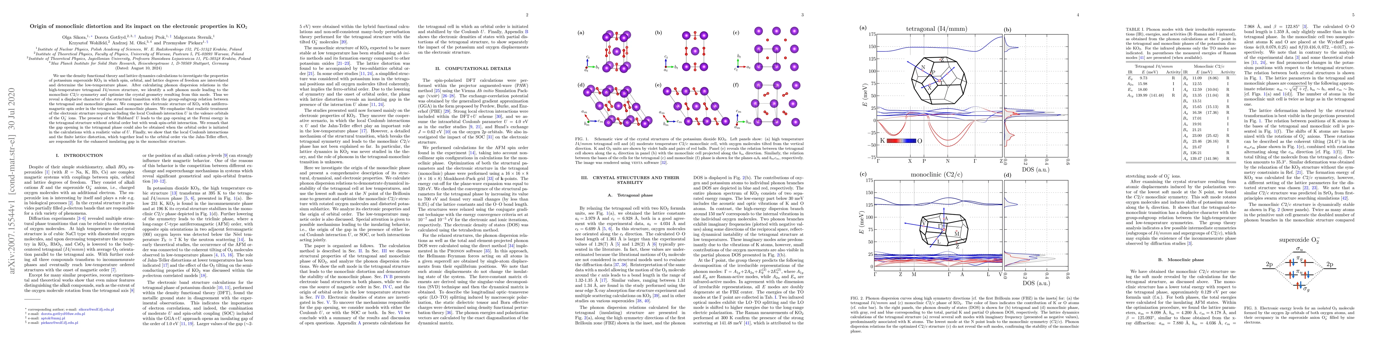 Thumbnail for Origin of monoclinic distortion and its impact on the electronic
  properties in KO$_2$