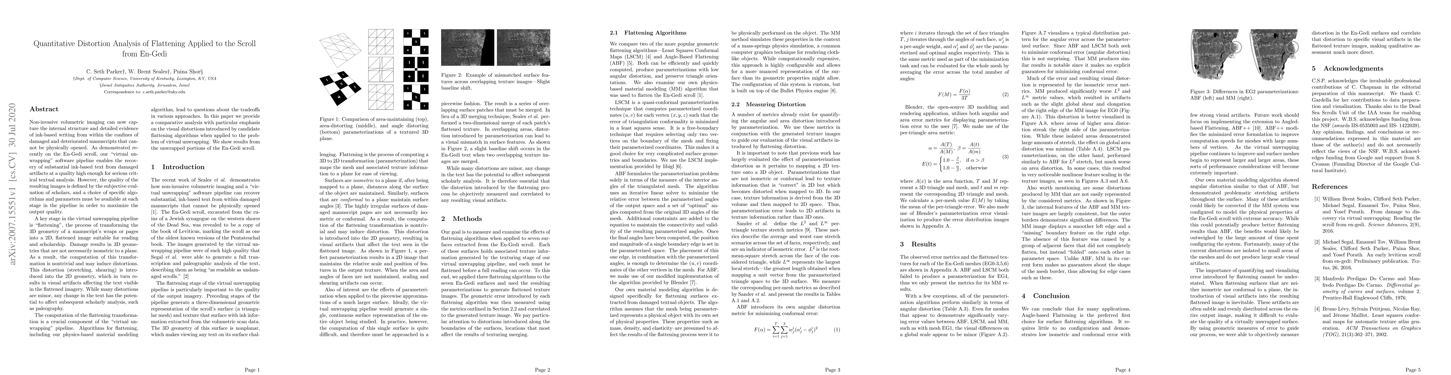 Thumbnail for Quantitative Distortion Analysis of Flattening Applied to the Scroll
  from En-Gedi
