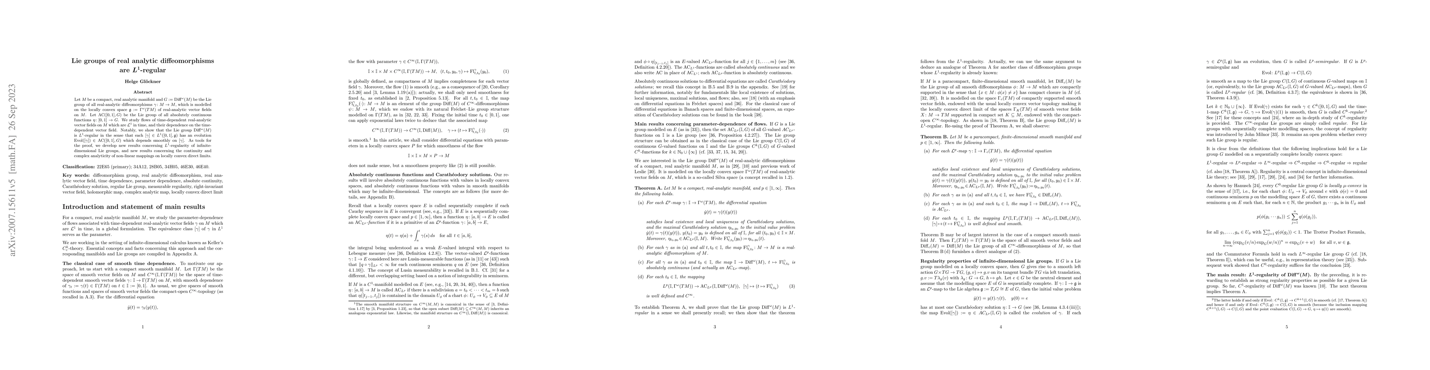 Thumbnail for Lie groups of real analytic diffeomorphisms are $L^1$-regular