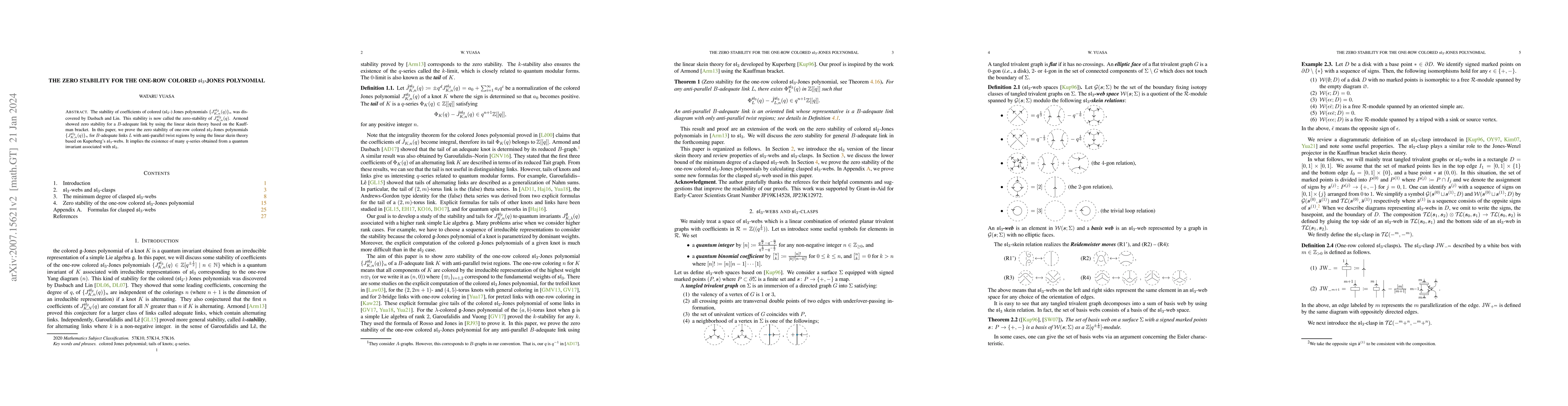 Thumbnail for The zero stability for the one-row colored $\mathfrak{sl}_3$ Jones
  polynomial