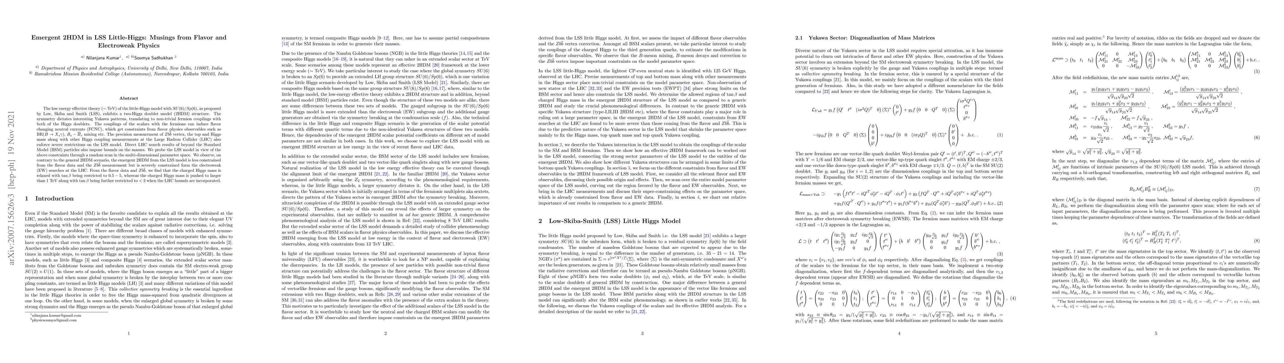 Thumbnail for Emergent 2HDM in LSS Little-Higgs: Musings from Flavor and Electroweak
  Physics