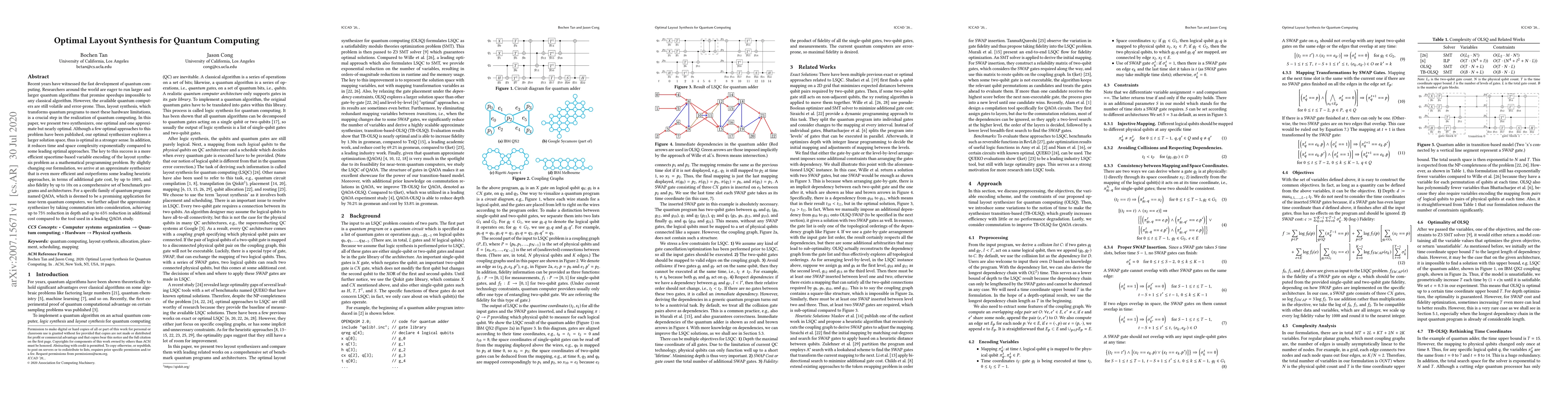 Thumbnail for Optimal Layout Synthesis for Quantum Computing