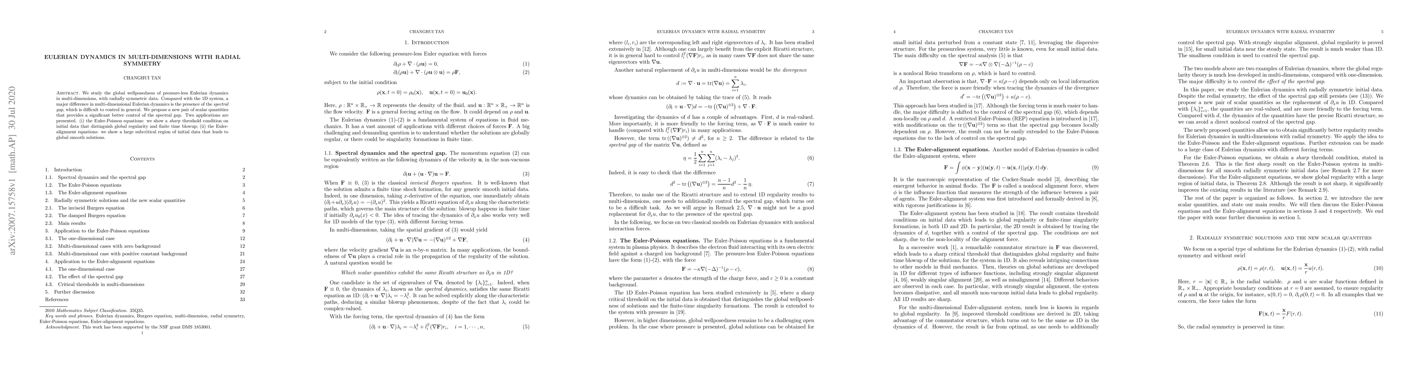 Thumbnail for Eulerian dynamics in multi-dimensions with radial symmetry
