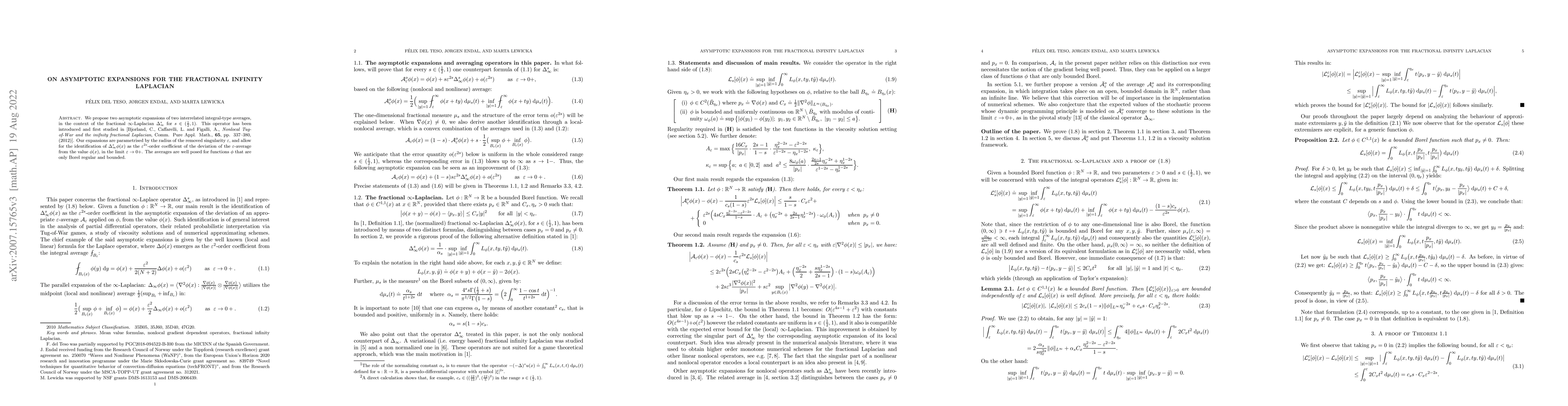 Thumbnail for On asymptotic expansions for the fractional infinity Laplacian