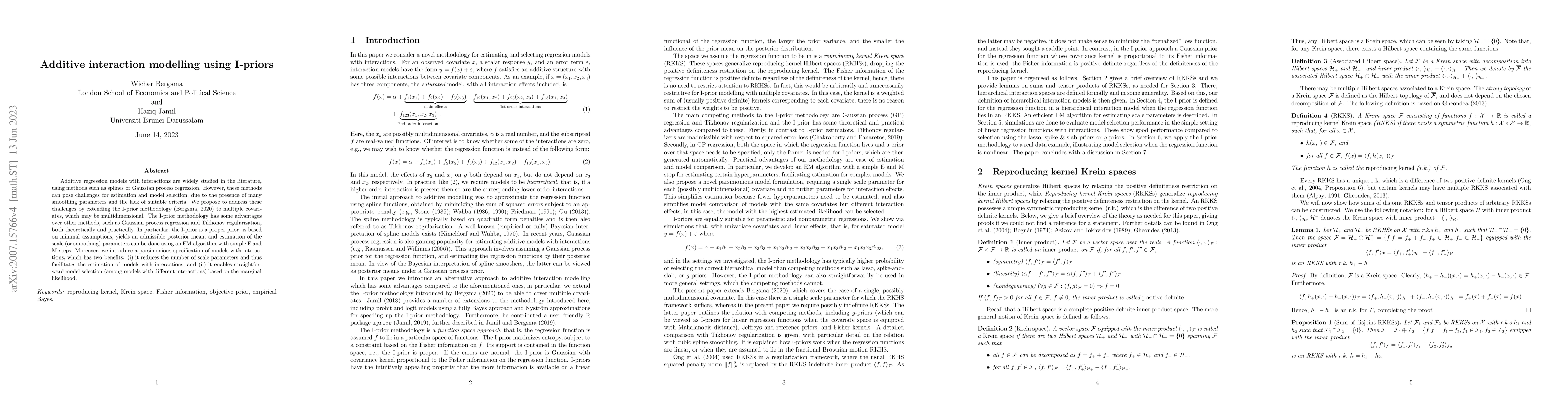Thumbnail for Additive interaction modelling using I-priors