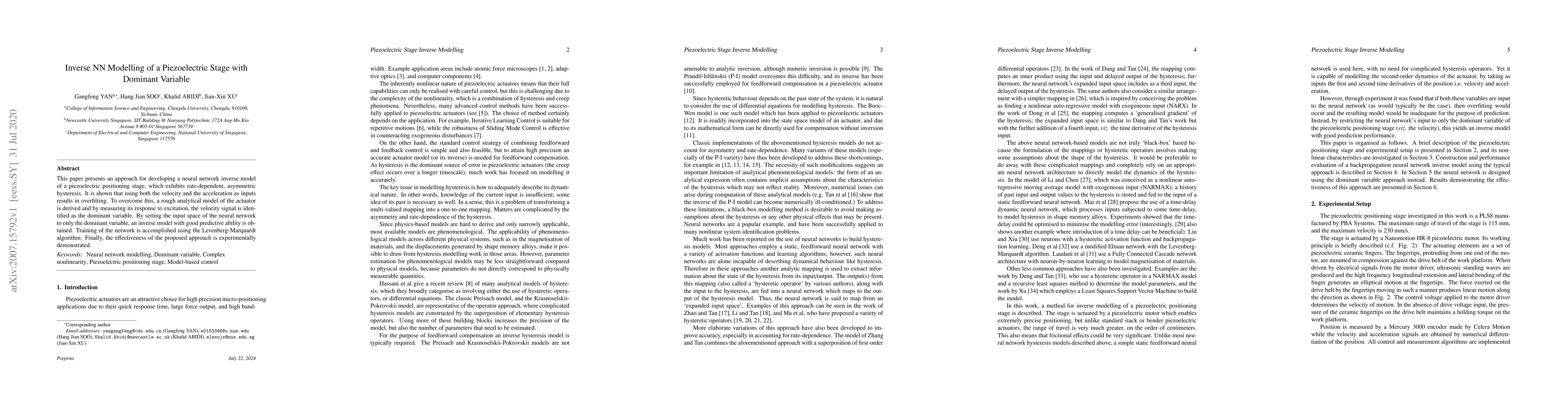 Thumbnail for Inverse NN Modelling of a Piezoelectric Stage with Dominant Variable