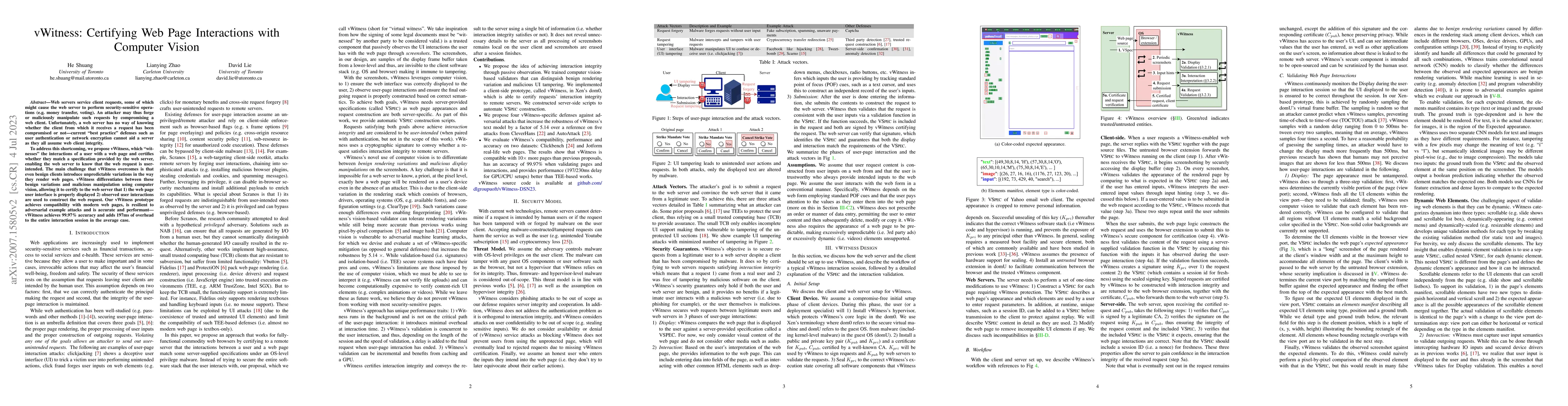 Thumbnail for vWitness: Certifying Web Page Interactions with Computer Vision