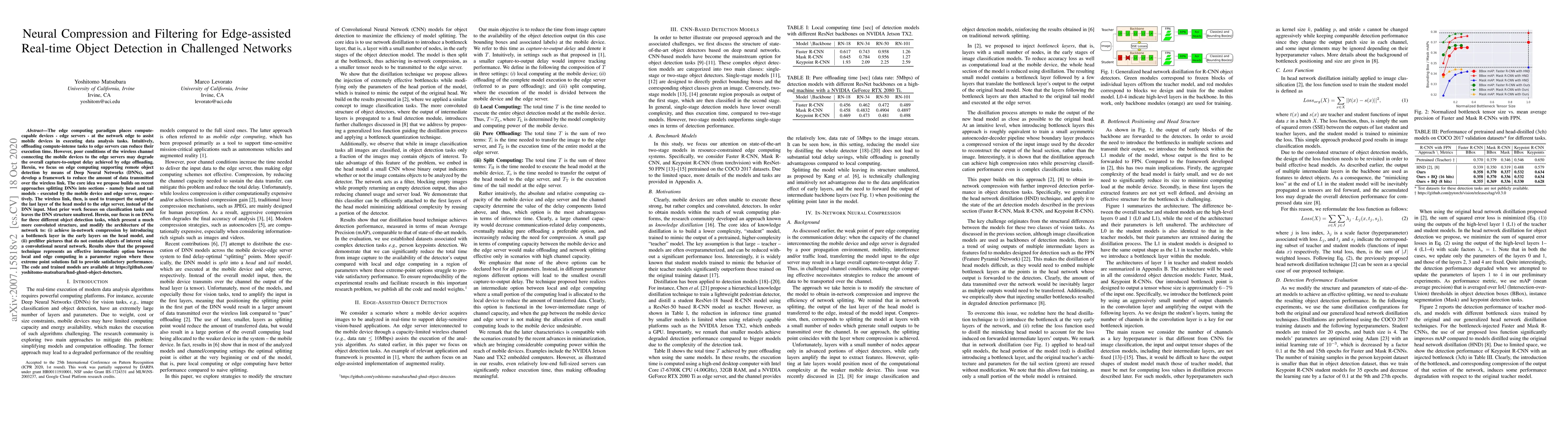 Thumbnail for Neural Compression and Filtering for Edge-assisted Real-time Object
  Detection in Challenged Networks