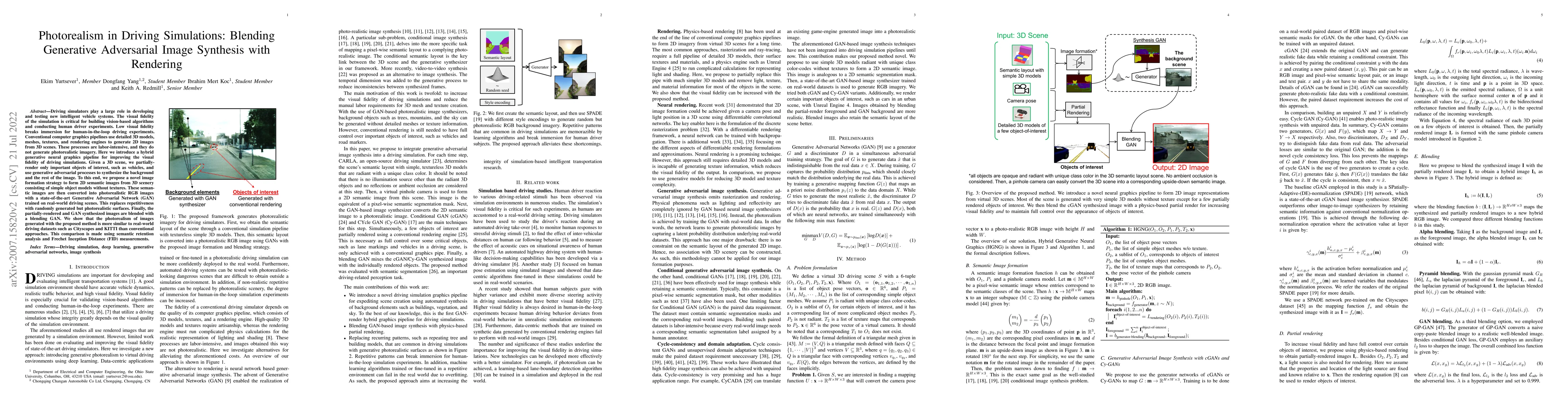 Thumbnail for Photorealism in Driving Simulations: Blending Generative Adversarial
  Image Synthesis with Rendering