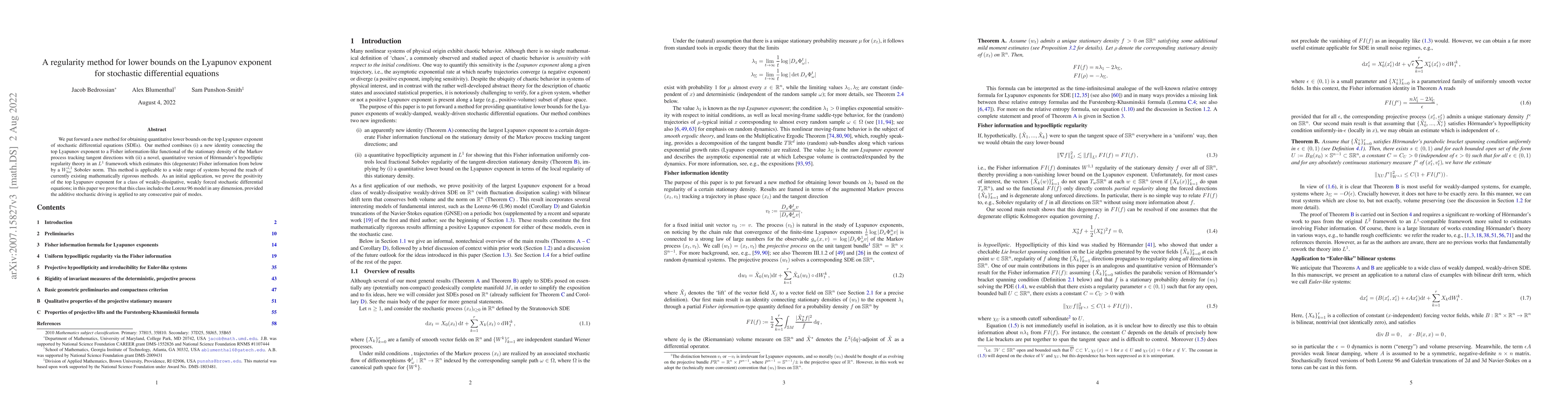 Thumbnail for A regularity method for lower bounds on the Lyapunov exponent for
  stochastic differential equations