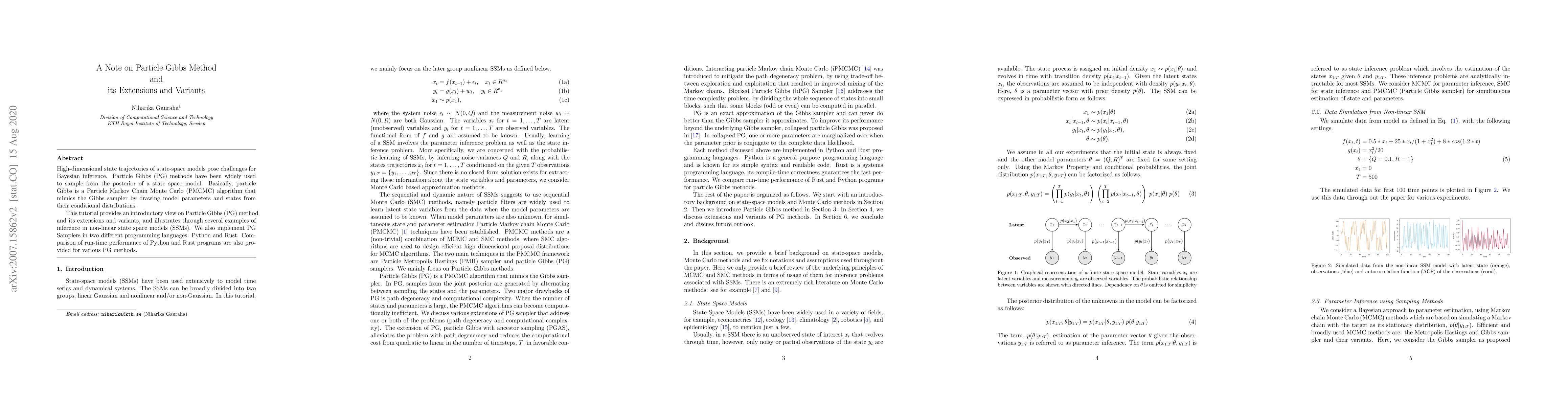 Thumbnail for A Note on Particle Gibbs Method and its Extensions and Variants