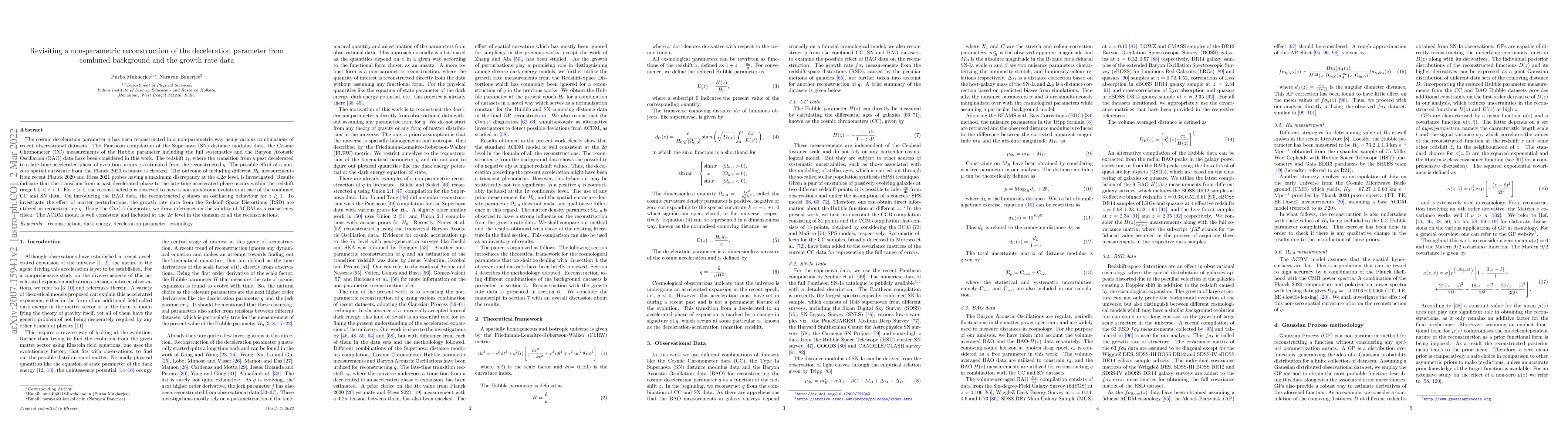 Thumbnail for Revisiting a non-parametric reconstruction of the deceleration parameter
  from combined background and the growth rate data