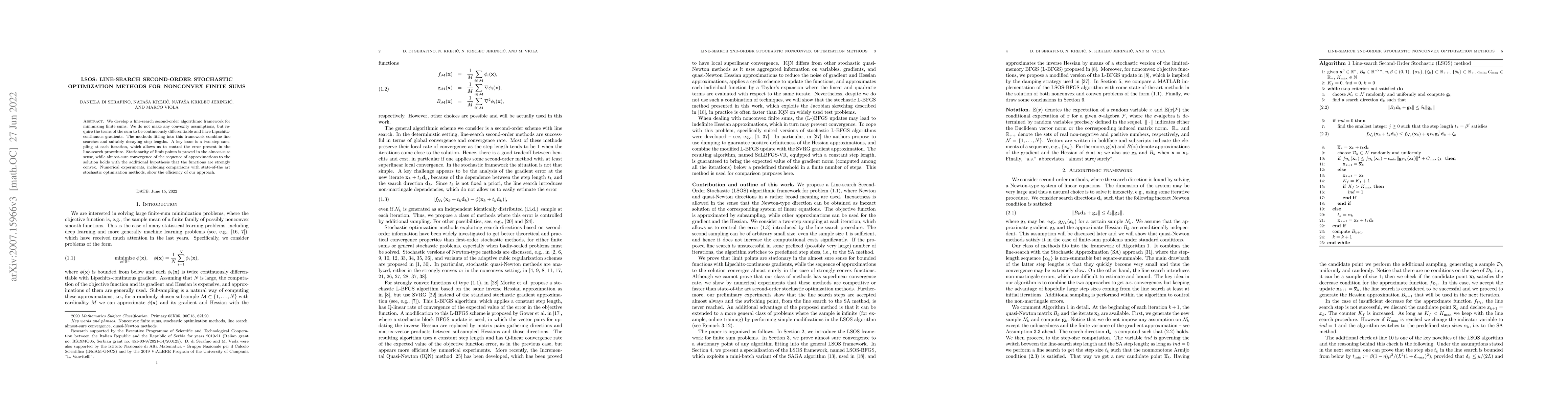 Thumbnail for LSOS: Line-search Second-Order Stochastic optimization methods for
  nonconvex finite sums