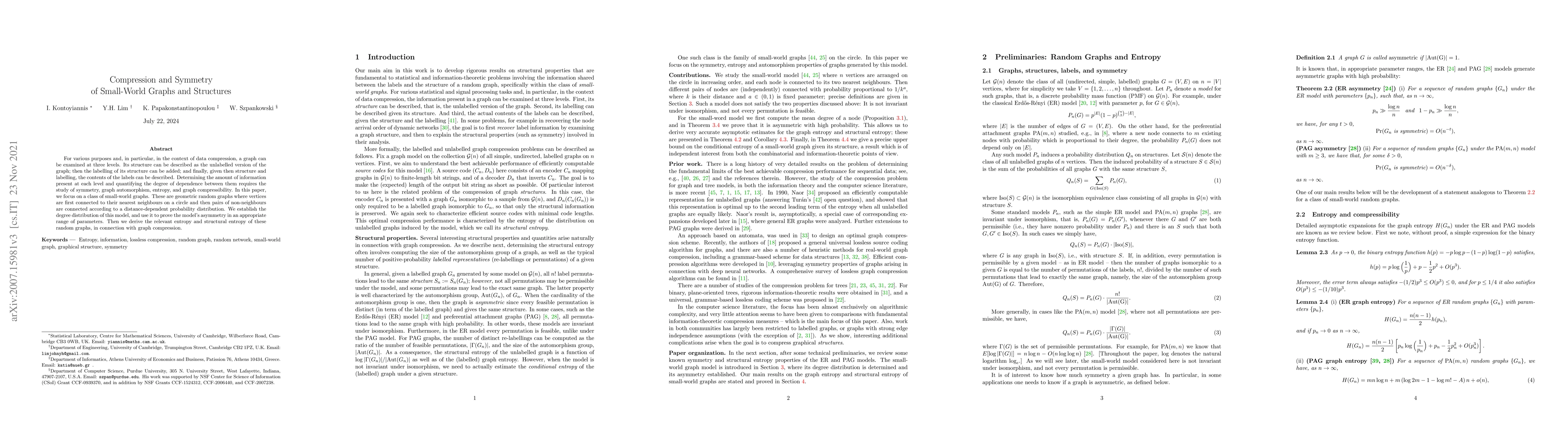 Thumbnail for Compression and Symmetry of Small-World Graphs and Structures