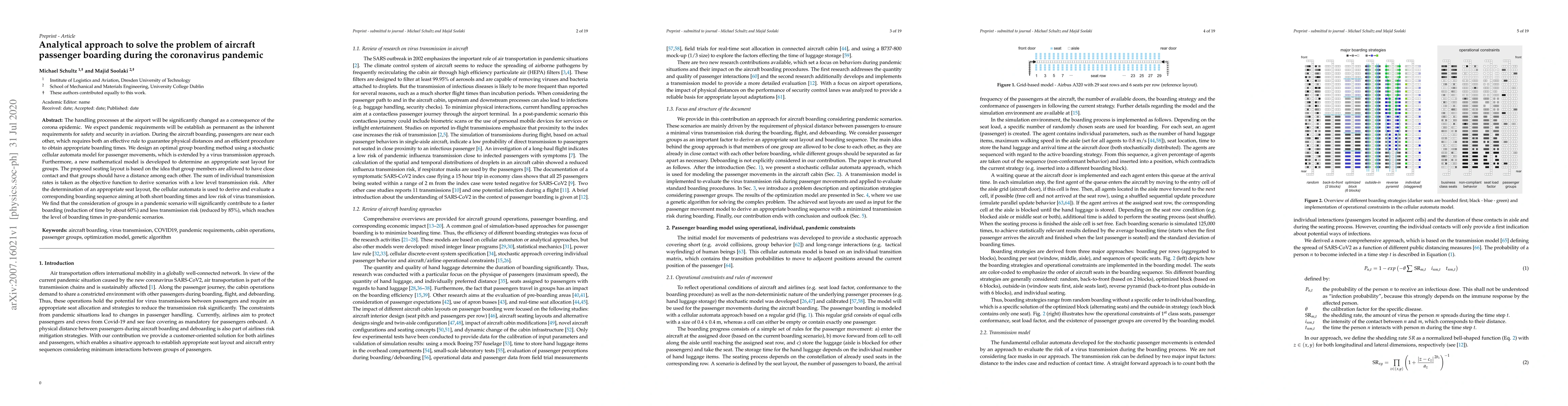 Thumbnail for Analytical approach to solve the problem of aircraft passenger boarding
  during the coronavirus pandemic