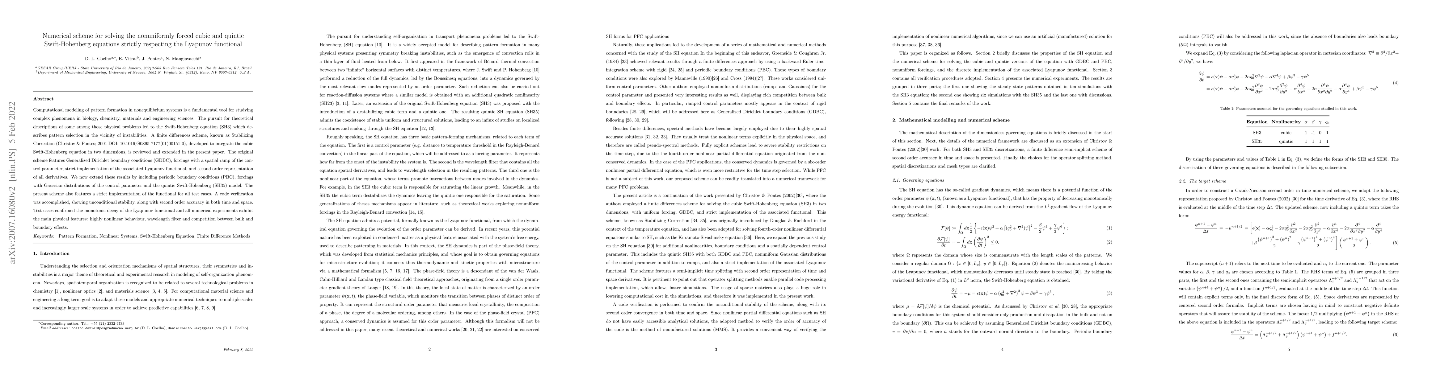 Thumbnail for Numerical scheme for solving the nonuniformly forced cubic and quintic
  Swift-Hohenberg equations strictly respecting the Lyapunov functional