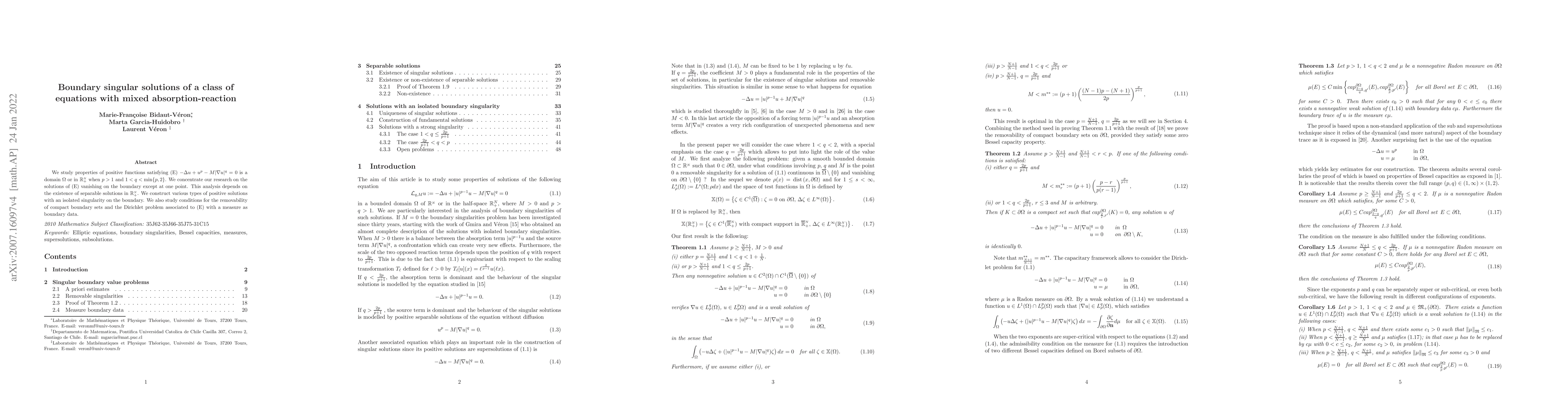 Thumbnail for Boundary singular solutions of a class of equations with mixed
  absorption-reaction